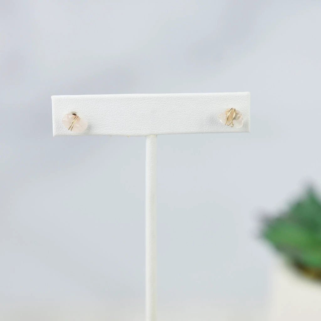 Kara Wire Wrapped Natural Stone Stud Earrings by Lemons and Limes Boutique