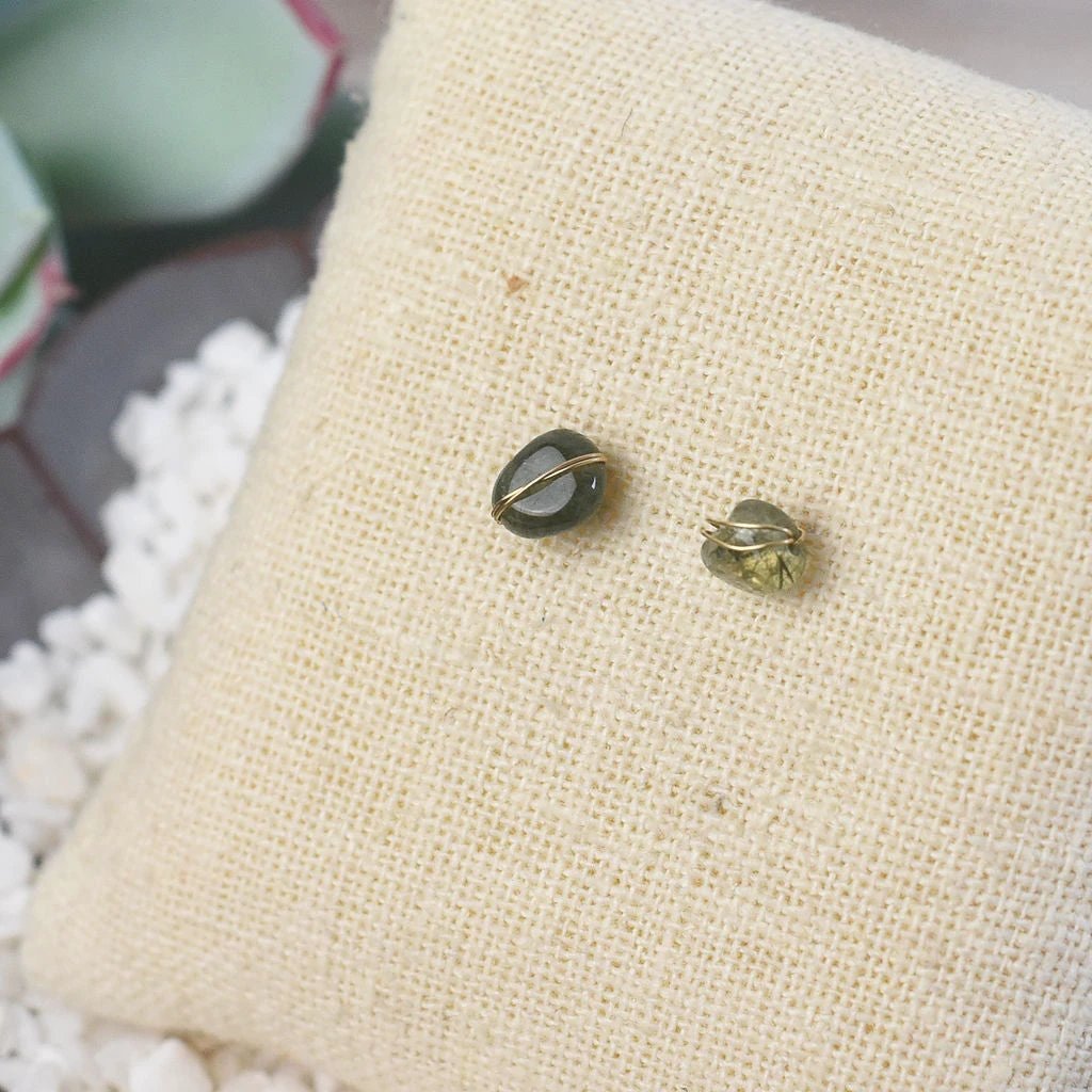 Kara Wire Wrapped Natural Stone Stud Earrings by Lemons and Limes Boutique