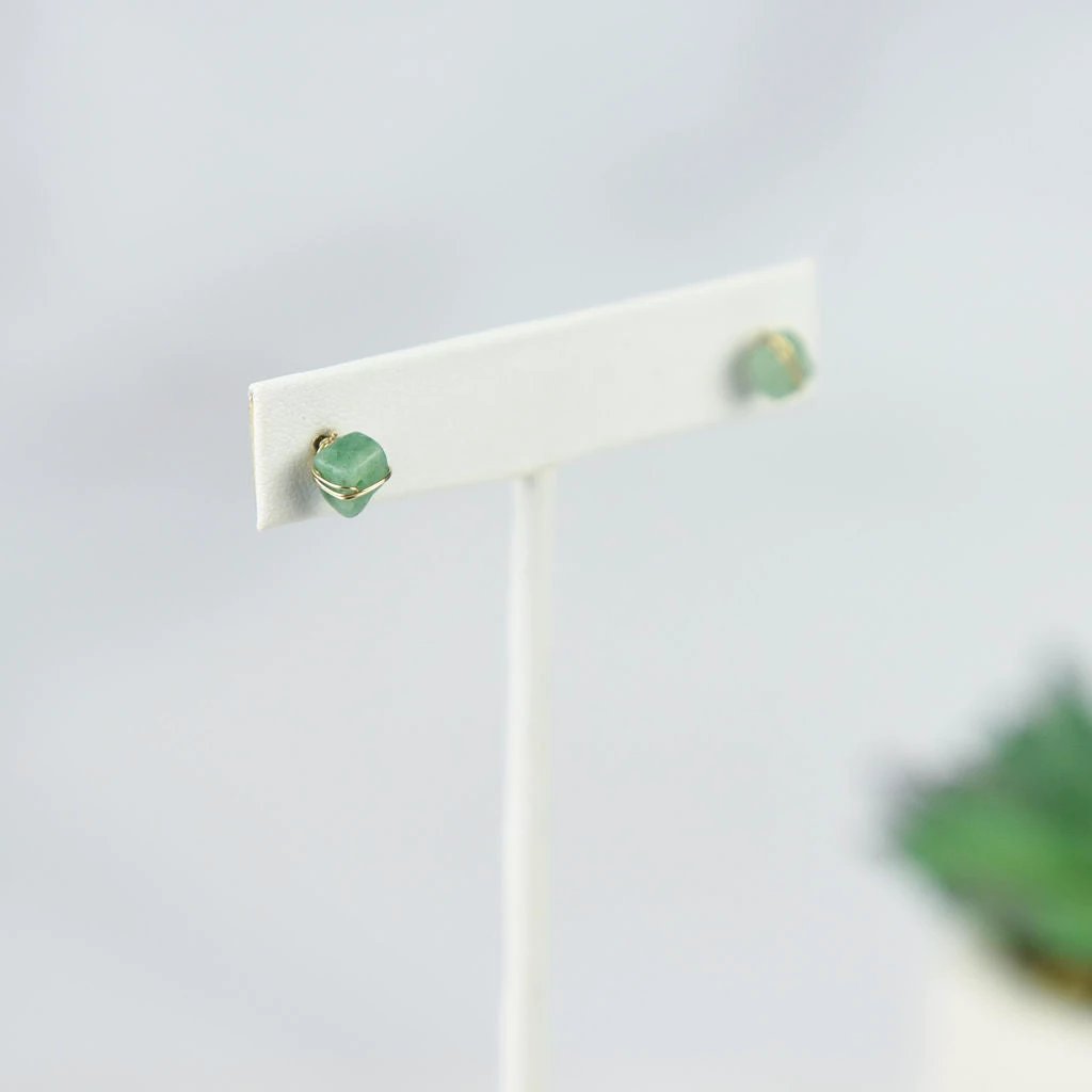 Kara Wire Wrapped Natural Stone Stud Earrings by Lemons and Limes Boutique