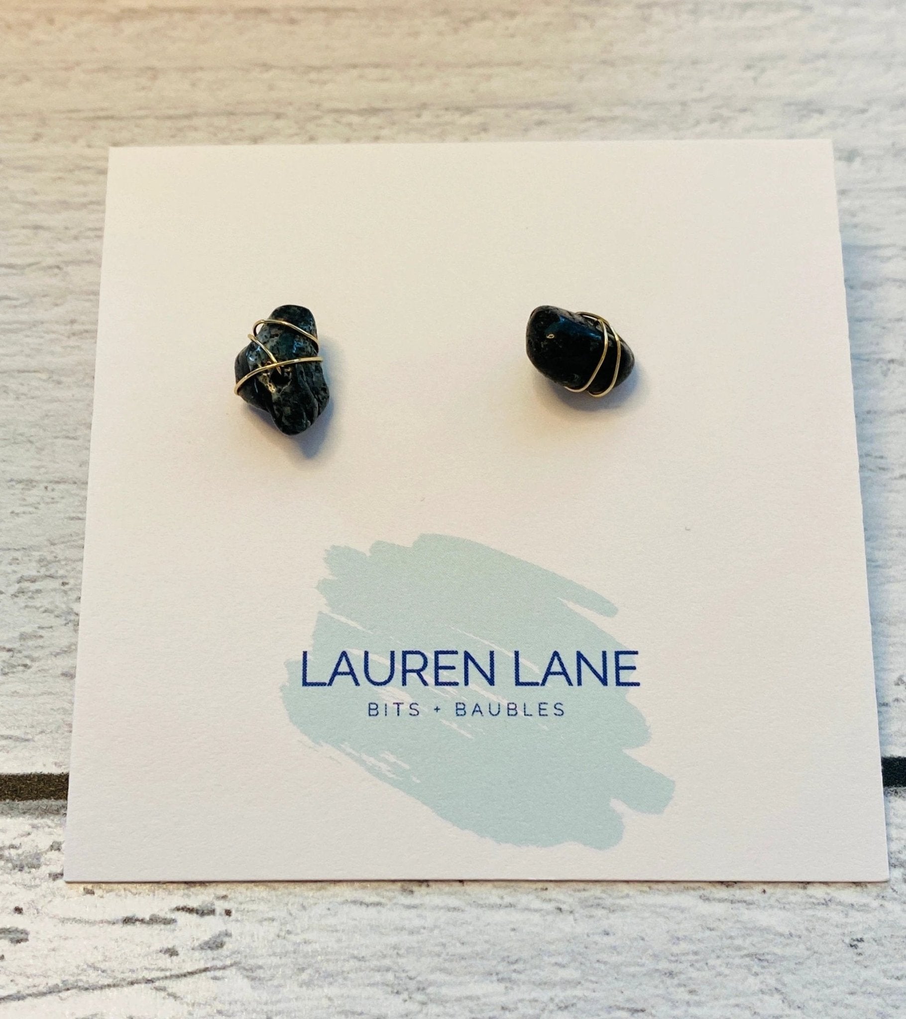 Kara Wire Wrapped Natural Stone Stud Earrings by Lemons and Limes Boutique