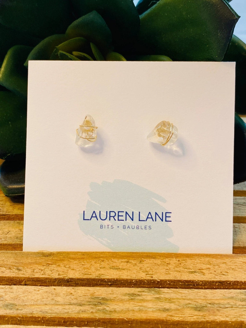 Kara Wire Wrapped Natural Stone Stud Earrings by Lemons and Limes Boutique