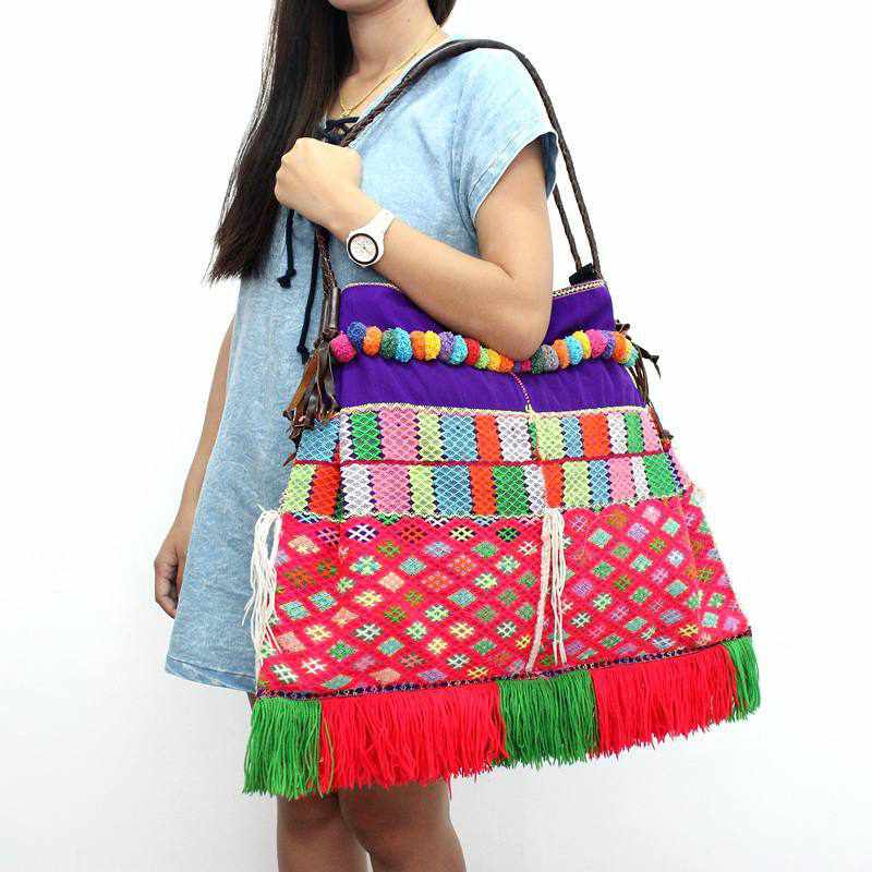 Karen Hilltribe Embroidered Tote | Shoulder Handbag - Thailand Bags La Vie Bien Karen Hilltribe Embroidered Tote | Shoulder Handbag - Thailand