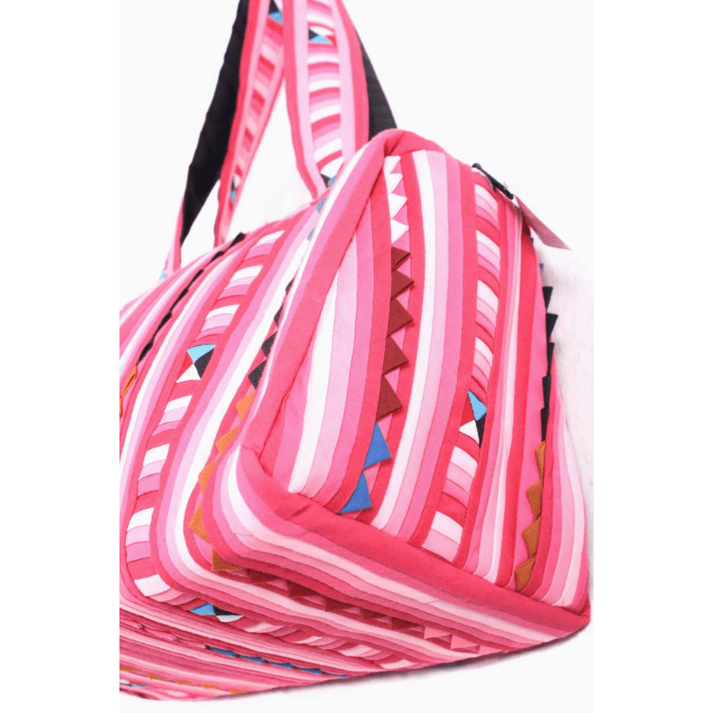 Karen Hill‑Tribe Pink Striped Shoulder Bag — Handwoven Fair‑Trade - Thailand Bags La Vie Bien Karen Hill‑Tribe Pink Striped Shoulder Bag — Handwoven Fair‑Trade - Thailand
