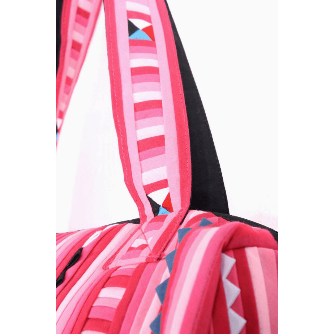 Karen Hill‑Tribe Pink Striped Shoulder Bag — Handwoven Fair‑Trade - Thailand Bags La Vie Bien Karen Hill‑Tribe Pink Striped Shoulder Bag — Handwoven Fair‑Trade - Thailand