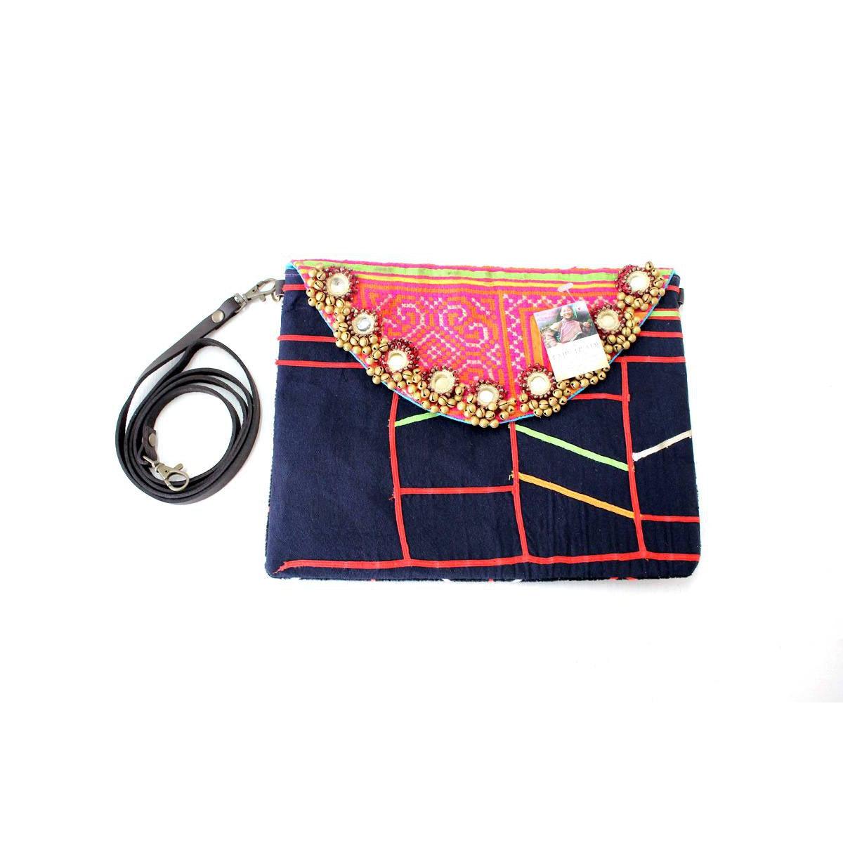 Karen Vintage Fabric Bag With Leather Straps - Thailand Bags La Vie Bien Karen Vintage Fabric Bag With Leather Straps - Thailand