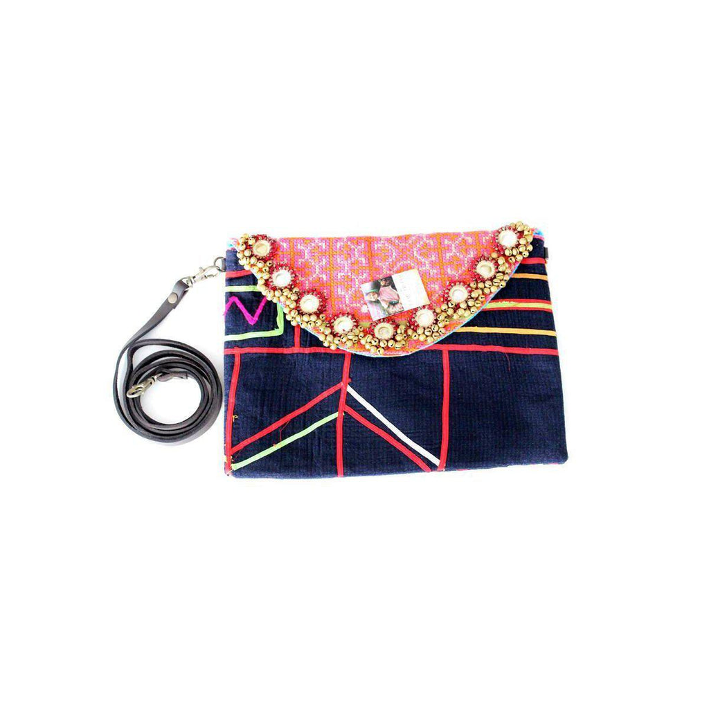Karen Vintage Fabric Bag With Leather Straps - Thailand Bags La Vie Bien Karen Vintage Fabric Bag With Leather Straps - Thailand