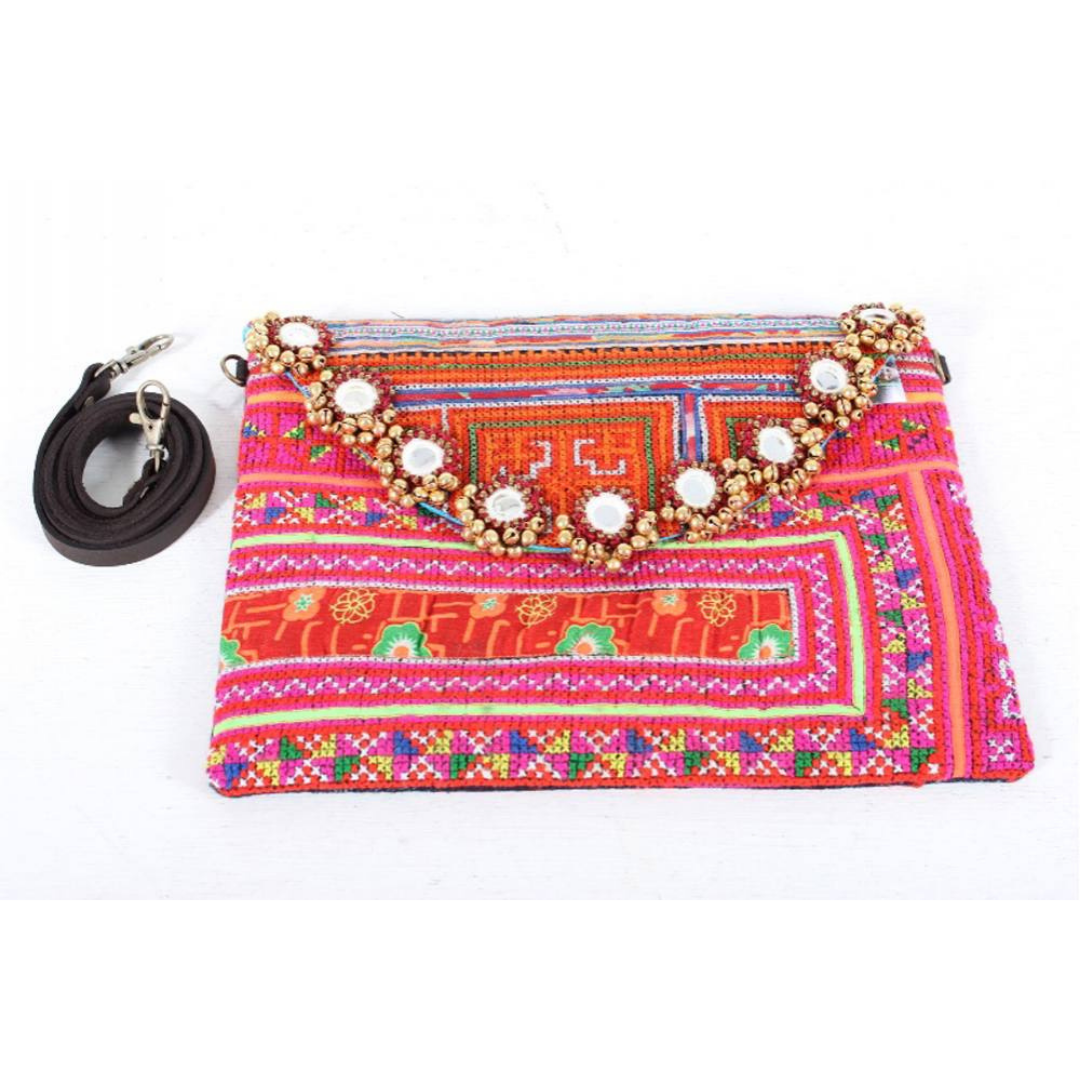 Karen Vintage Fabric Bag With Leather Straps - Thailand Bags La Vie Bien Karen Vintage Fabric Bag With Leather Straps - Thailand