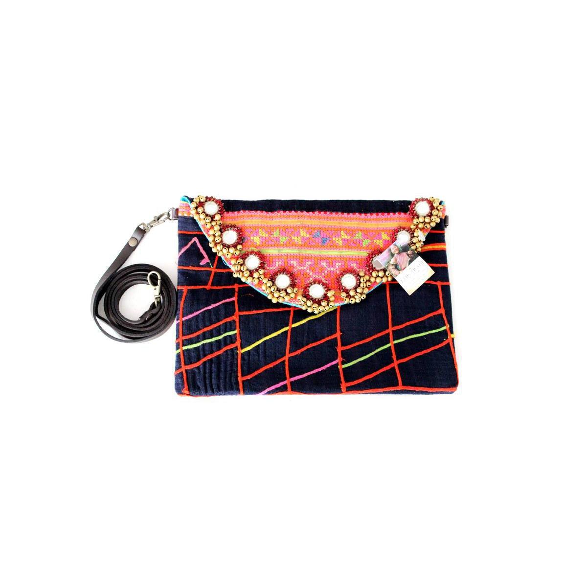 Karen Vintage Fabric Bag With Leather Straps - Thailand Bags La Vie Bien Karen Vintage Fabric Bag With Leather Straps - Thailand