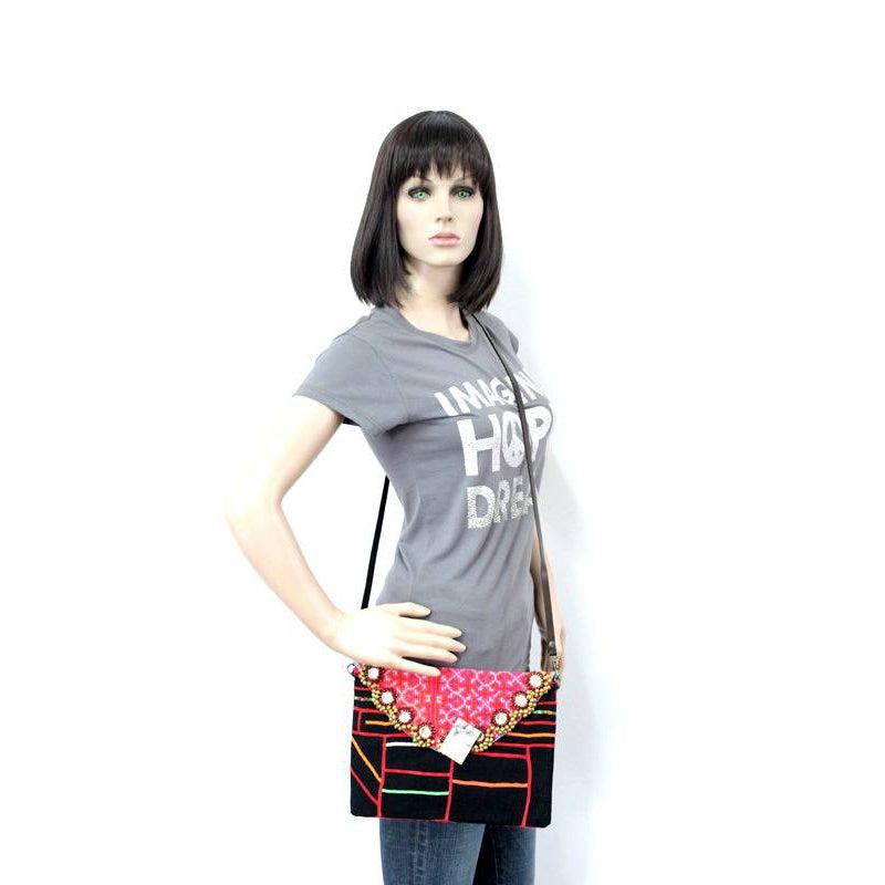 Karen Vintage Fabric Bag With Leather Straps - Thailand Bags La Vie Bien Karen Vintage Fabric Bag With Leather Straps - Thailand