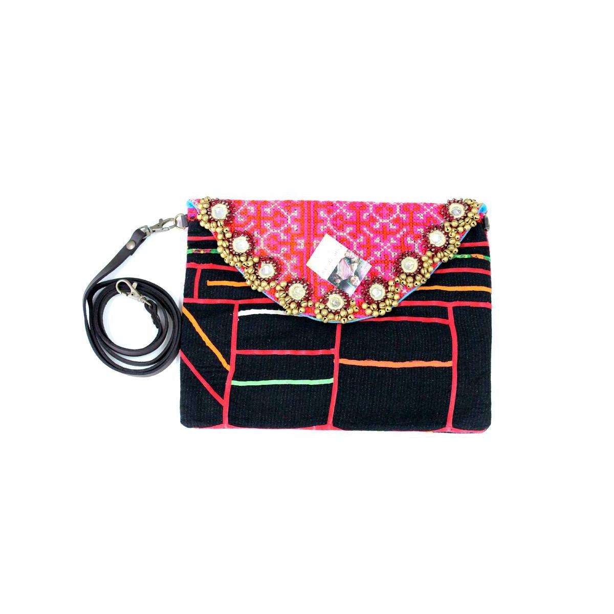 Karen Vintage Fabric Bag With Leather Straps - Thailand Bags La Vie Bien Karen Vintage Fabric Bag With Leather Straps - Thailand