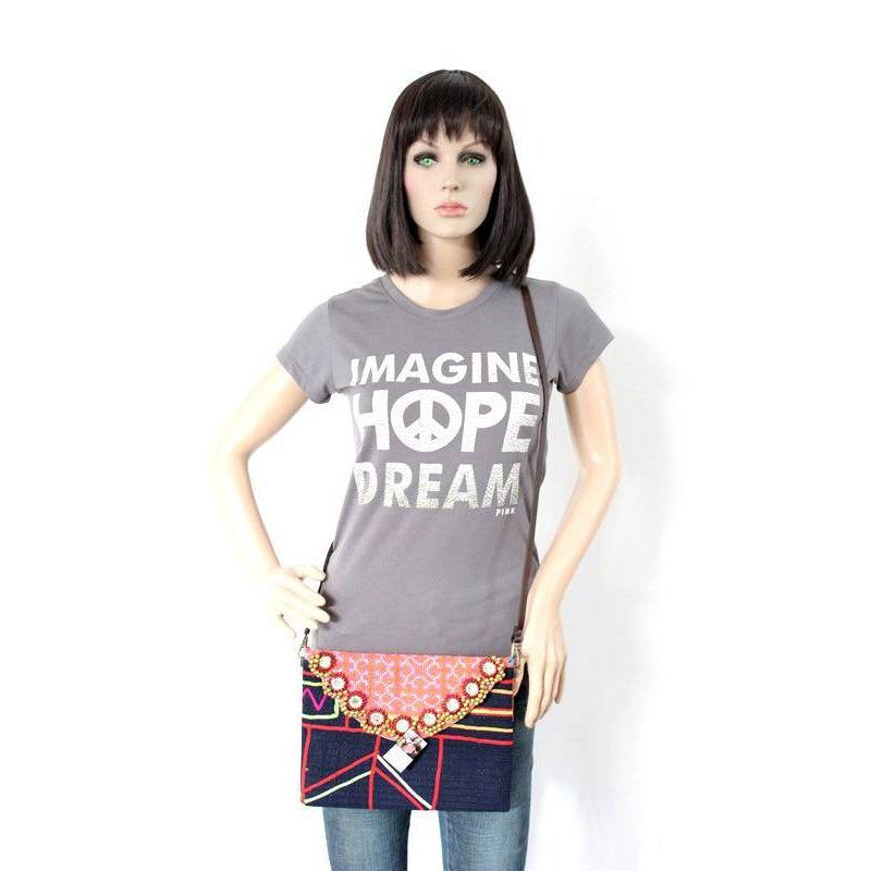 Karen Vintage Fabric Bag With Leather Straps - Thailand Bags La Vie Bien Karen Vintage Fabric Bag With Leather Straps - Thailand