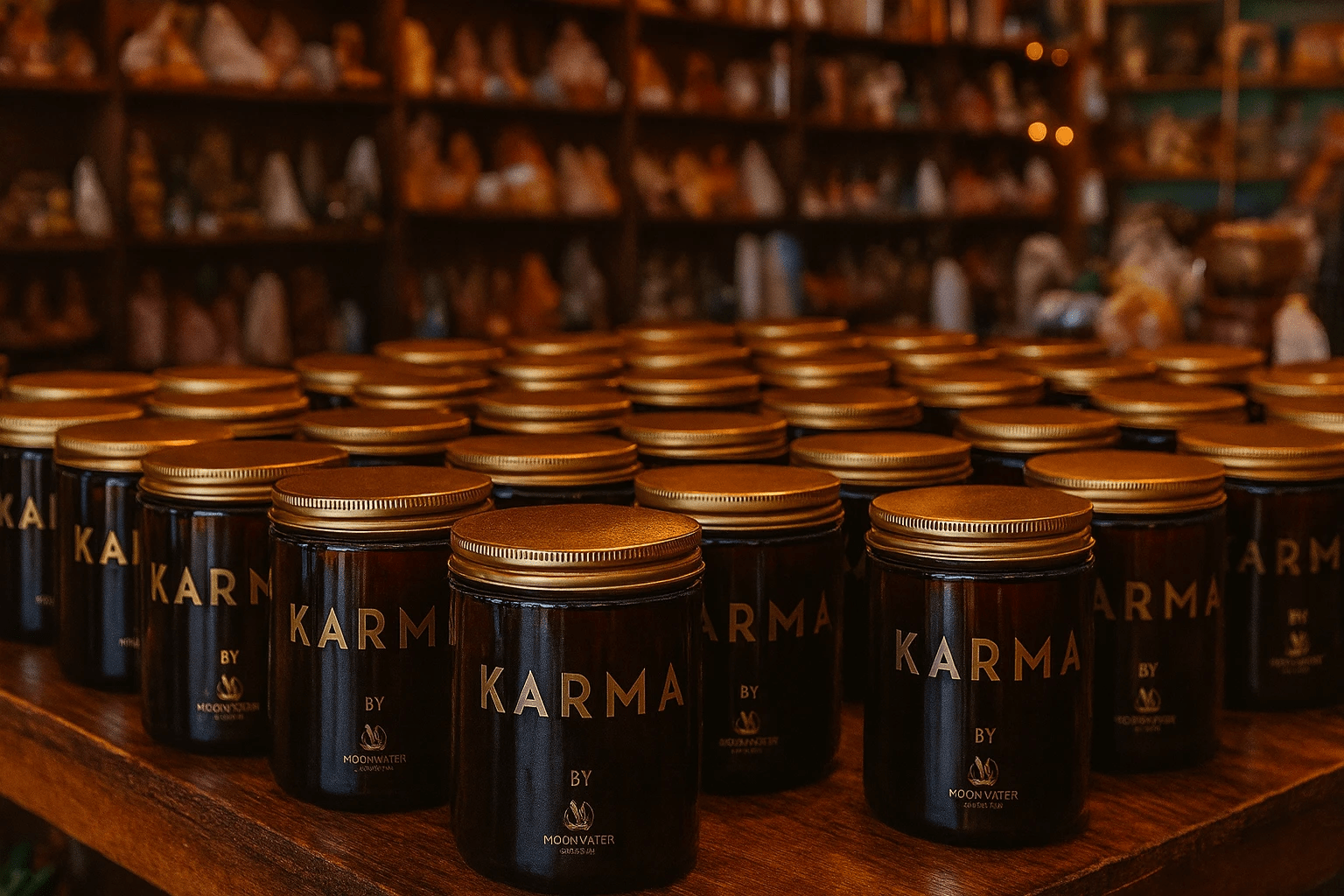 KARMA CANDLE - HIDDEN CRYSTALS INSIDE! -- by Moon Water Apothecary! by Moon Water Apothecary