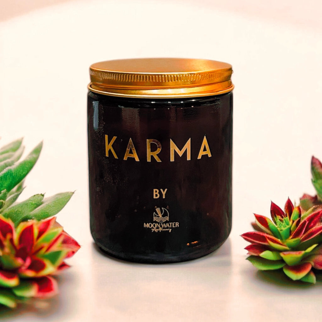 KARMA CANDLE - HIDDEN CRYSTALS INSIDE! -- by Moon Water Apothecary! by Moon Water Apothecary