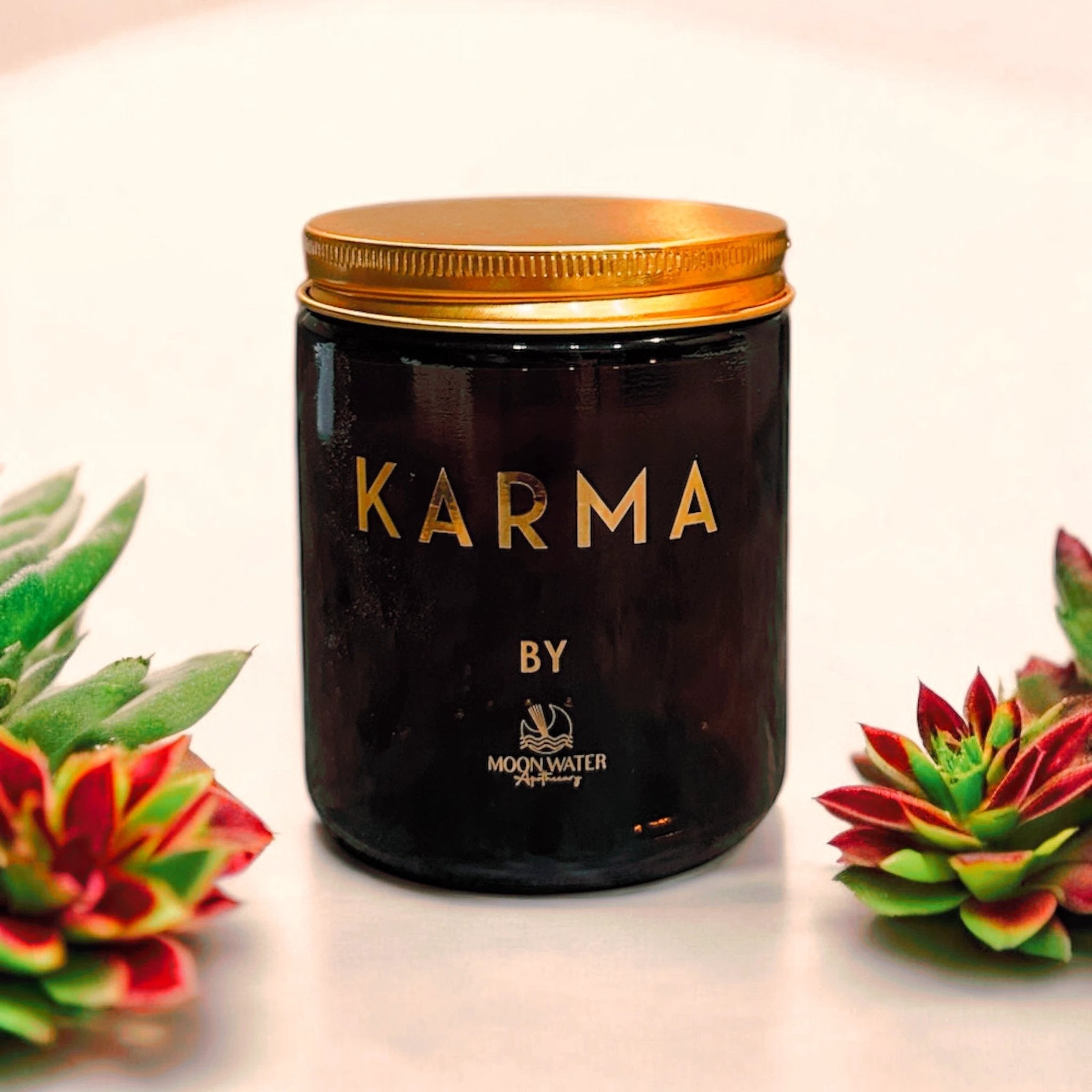 KARMA CANDLE - HIDDEN CRYSTALS INSIDE! -- by Moon Water Apothecary! by Moon Water Apothecary