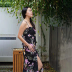 Kasih Coop Dress Maudy Black with Floral Pattern, Cotton by Kasih Co-op