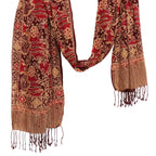Handmade Batik Scarf, Soft Cotton, Sunlit Garden, Red Burgundy by Kasih Co-op
