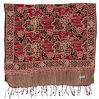 Handmade Batik Scarf, Soft Cotton, Sunlit Garden, Red Burgundy by Kasih Co-op
