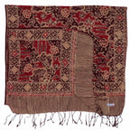 Handmade Batik Scarf, Soft Cotton, Sunlit Garden, Red Burgundy by Kasih Co-op