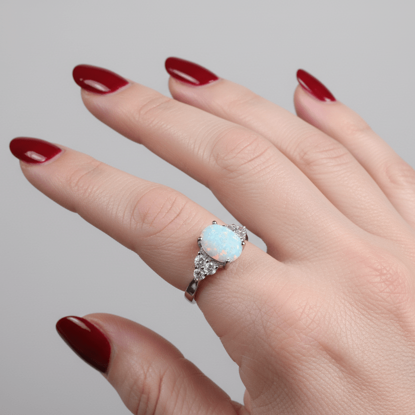 Katerina Opal Celtic Ring in Sterling Silver Ring La Vie Bien Katerina Opal Celtic Ring in Sterling Silver