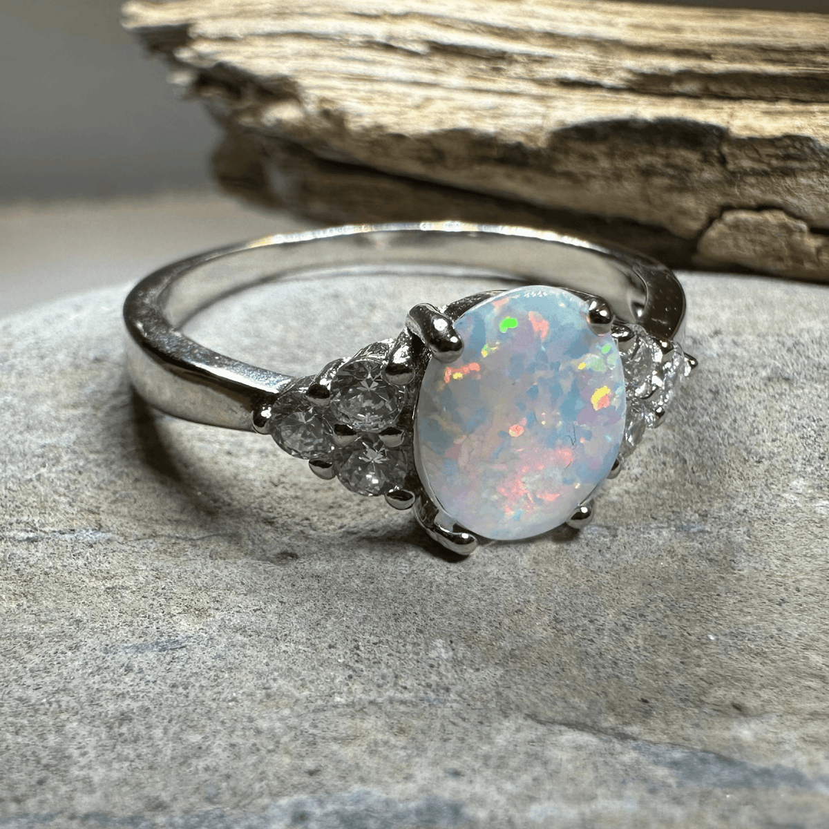 Katerina Opal Celtic Ring in Sterling Silver Ring La Vie Bien Katerina Opal Celtic Ring in Sterling Silver