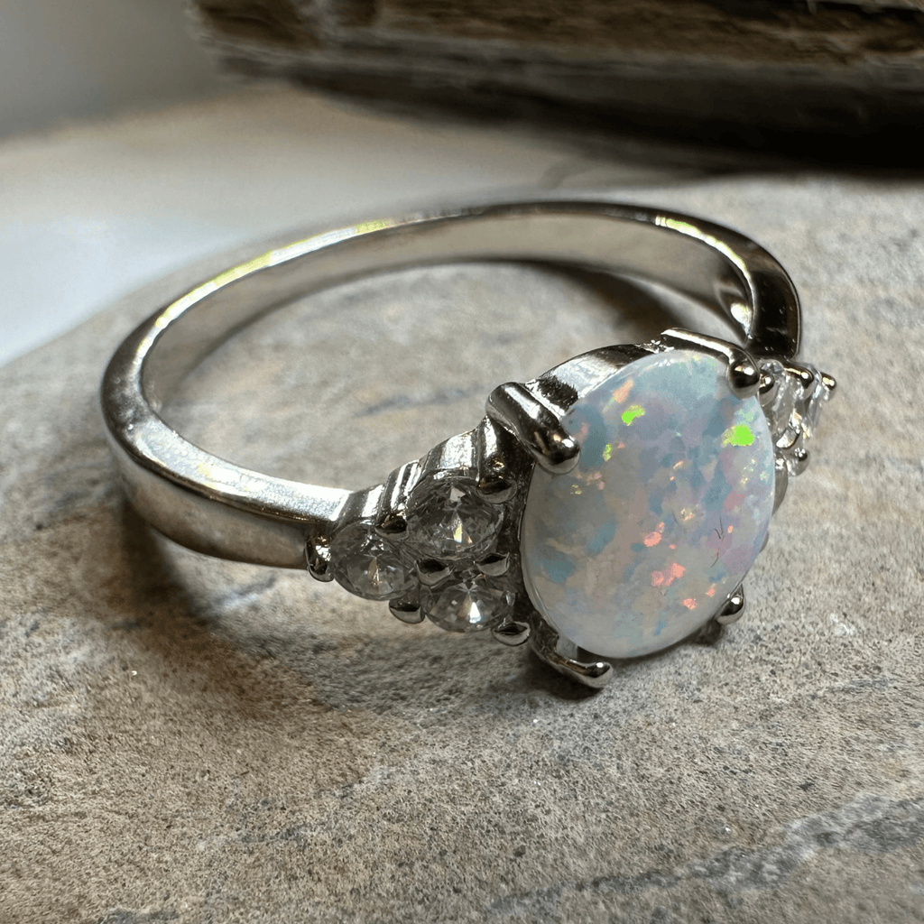 Katerina Opal Celtic Ring in Sterling Silver Ring La Vie Bien Katerina Opal Celtic Ring in Sterling Silver