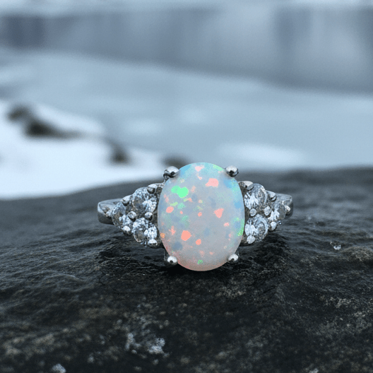 Katerina Opal Celtic Ring in Sterling Silver Ring La Vie Bien Katerina Opal Celtic Ring in Sterling Silver