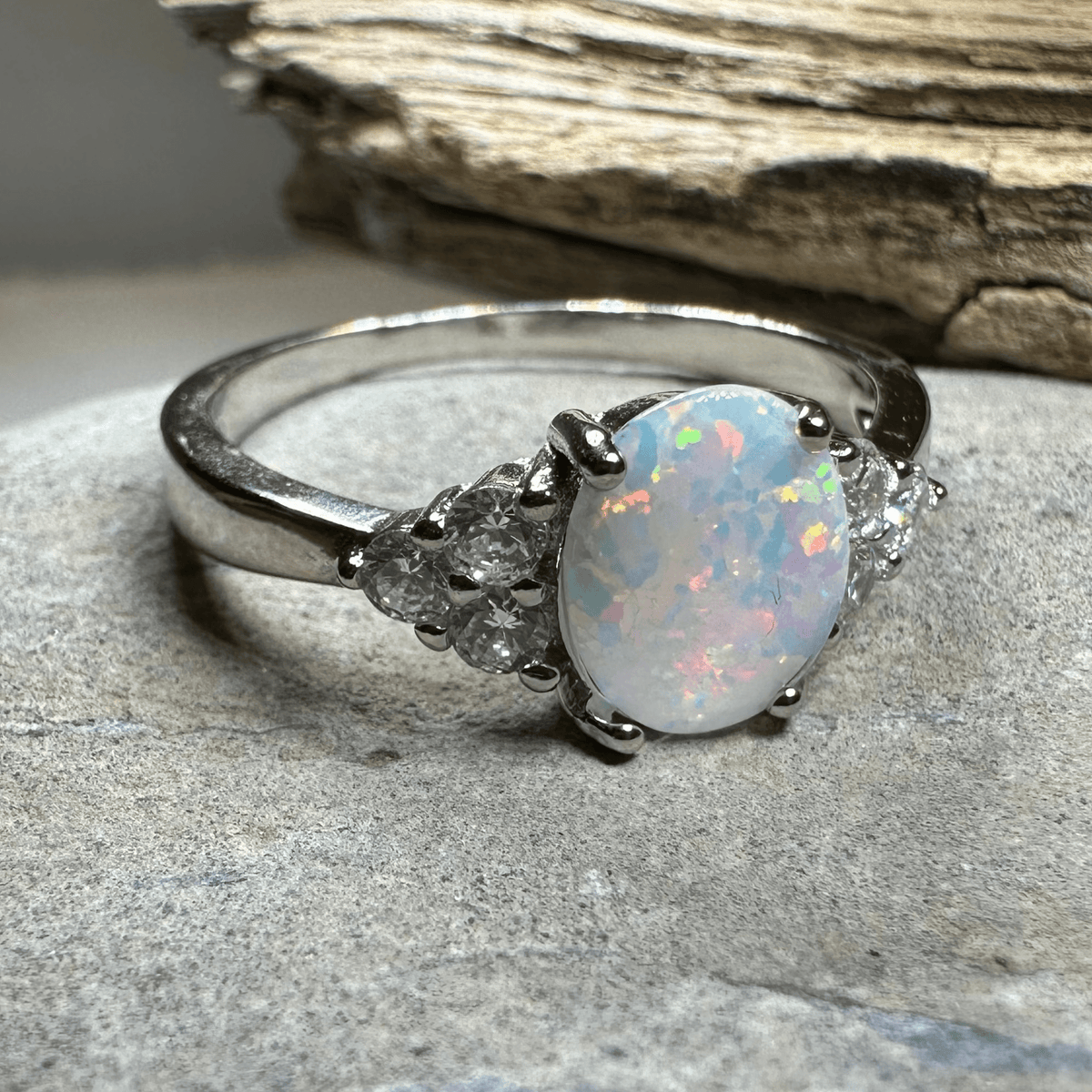 Katerina Opal Celtic Ring in Sterling Silver Ring La Vie Bien Katerina Opal Celtic Ring in Sterling Silver
