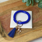 Katie Tube Bead Stretch Bracelet with Tassel and Keychain by Lemons and Limes Boutique