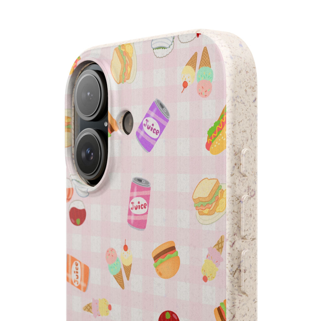 Kawaii foodie picnic eco Biodegradable Phone Case — Pink Picnic Snack Pattern Eco-Friendly iPhone Cover Phone Case La Vie Bien Kawaii foodie picnic eco Biodegradable Phone Case — Pink Picnic Snack Pattern Eco-Friendly iPhone Cover