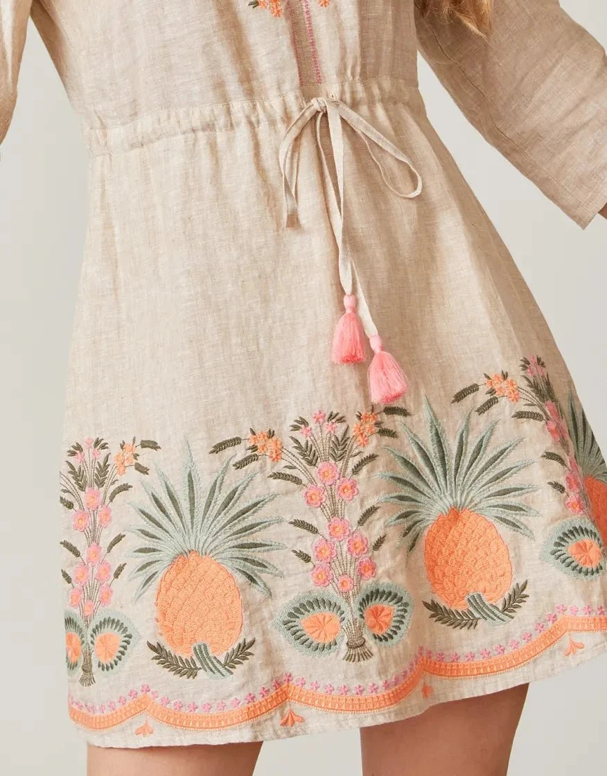 Kayce Embroidered Dress - Alljoy Landing Pineapple Embroidery