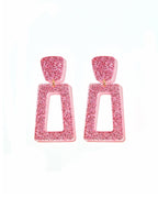 Kennedy Statement Earrings - Pink Glitter