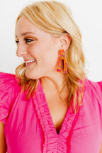 Kennedy Statement Earrings - Pink Tangerine