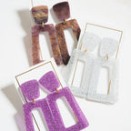 Kennedy Statement Earrings - Purple Glitter