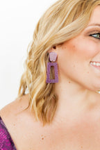 Kennedy Statement Earrings - Purple Glitter