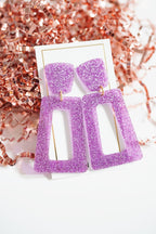 Kennedy Statement Earrings - Purple Glitter