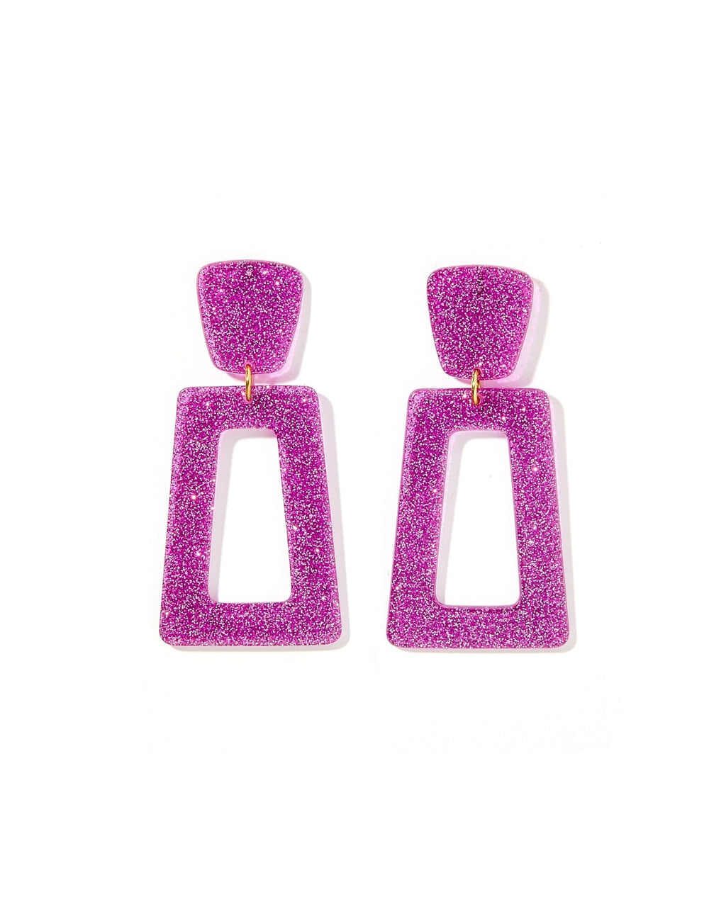 Kennedy Statement Earrings - Purple Glitter