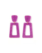 Kennedy Statement Earrings - Purple Glitter