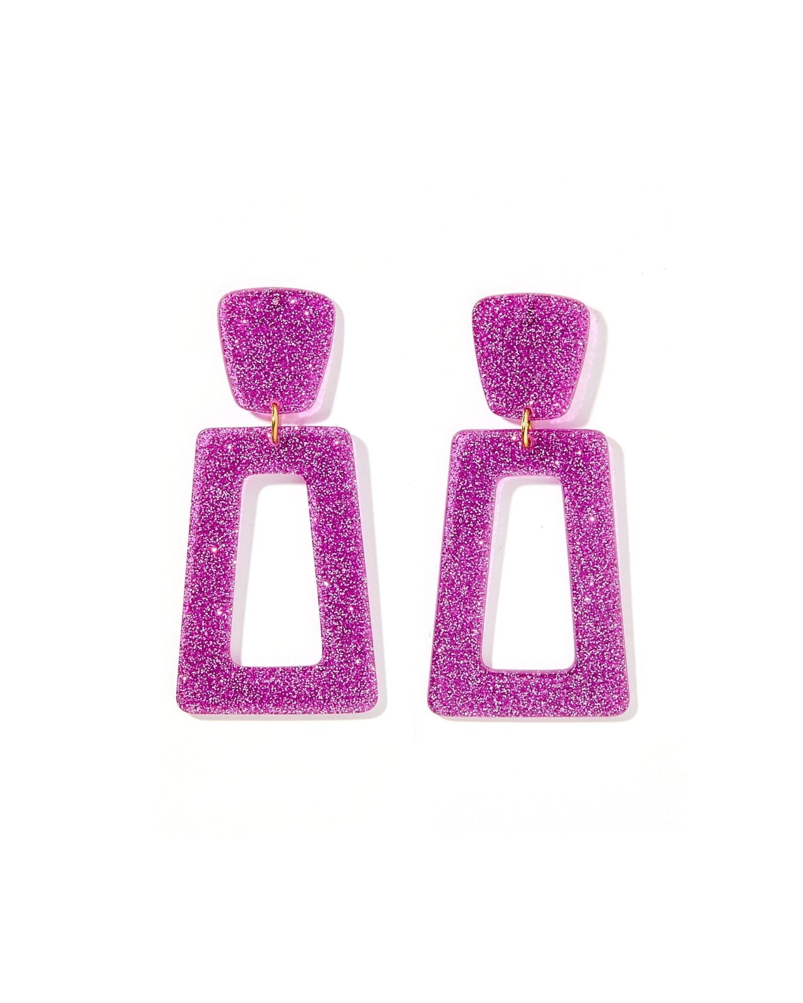 Kennedy Statement Earrings - Purple Glitter