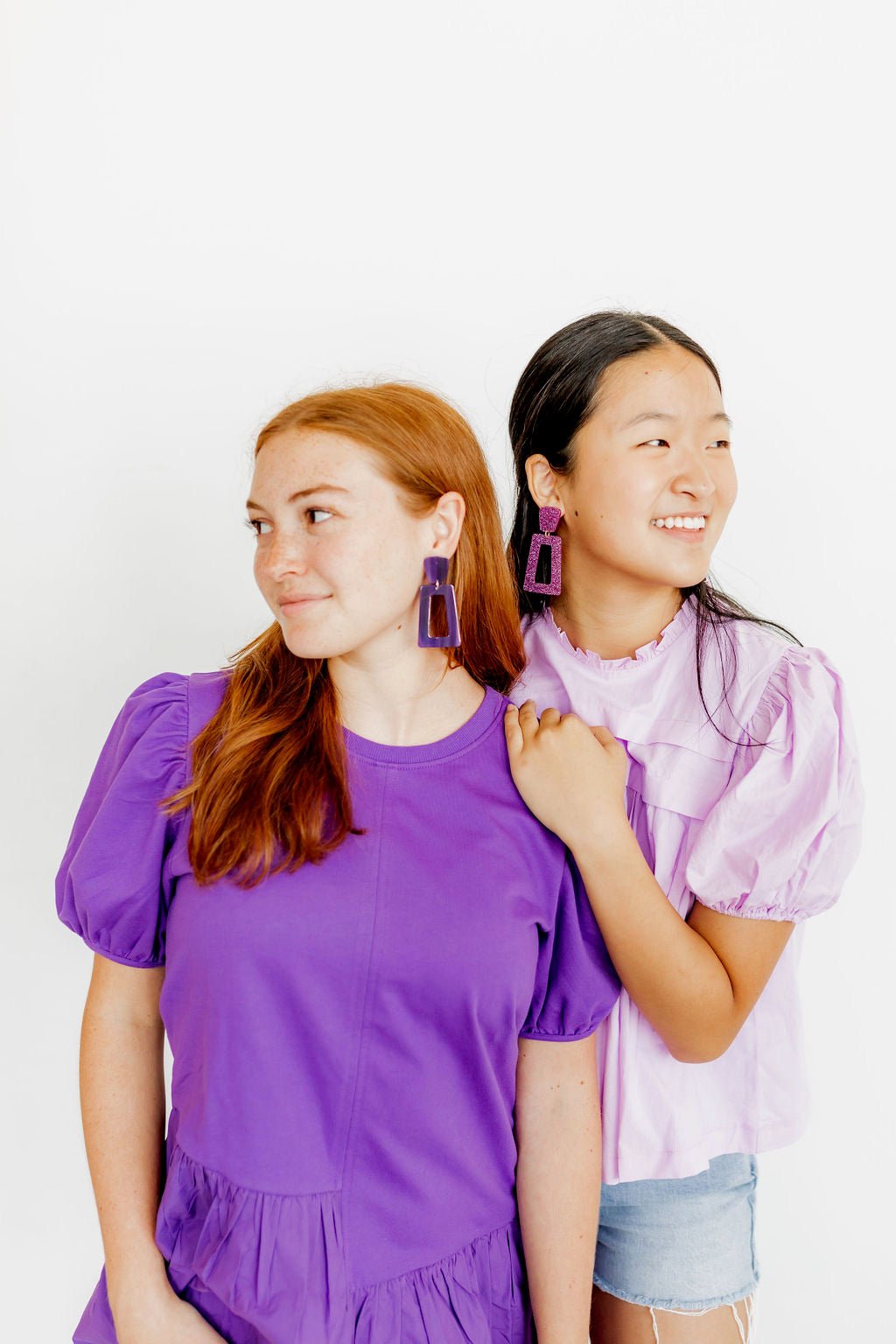 Kennedy Statement Earrings - Purple Glitter