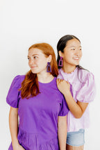 Kennedy Statement Earrings - Purple Glitter