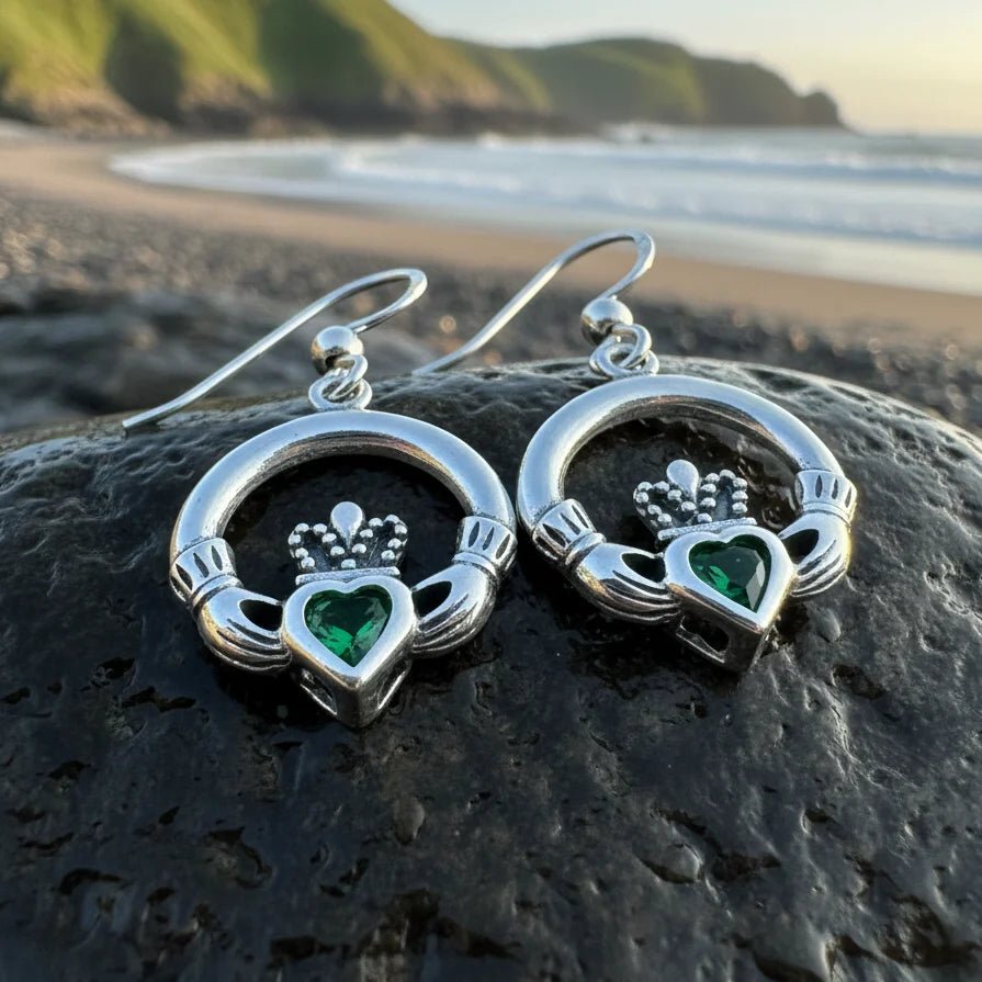 Kerry Irish Claddagh Earrings in Sterling Silver Dangle Earrings La Vie Bien Kerry Irish Claddagh Earrings in Sterling Silver