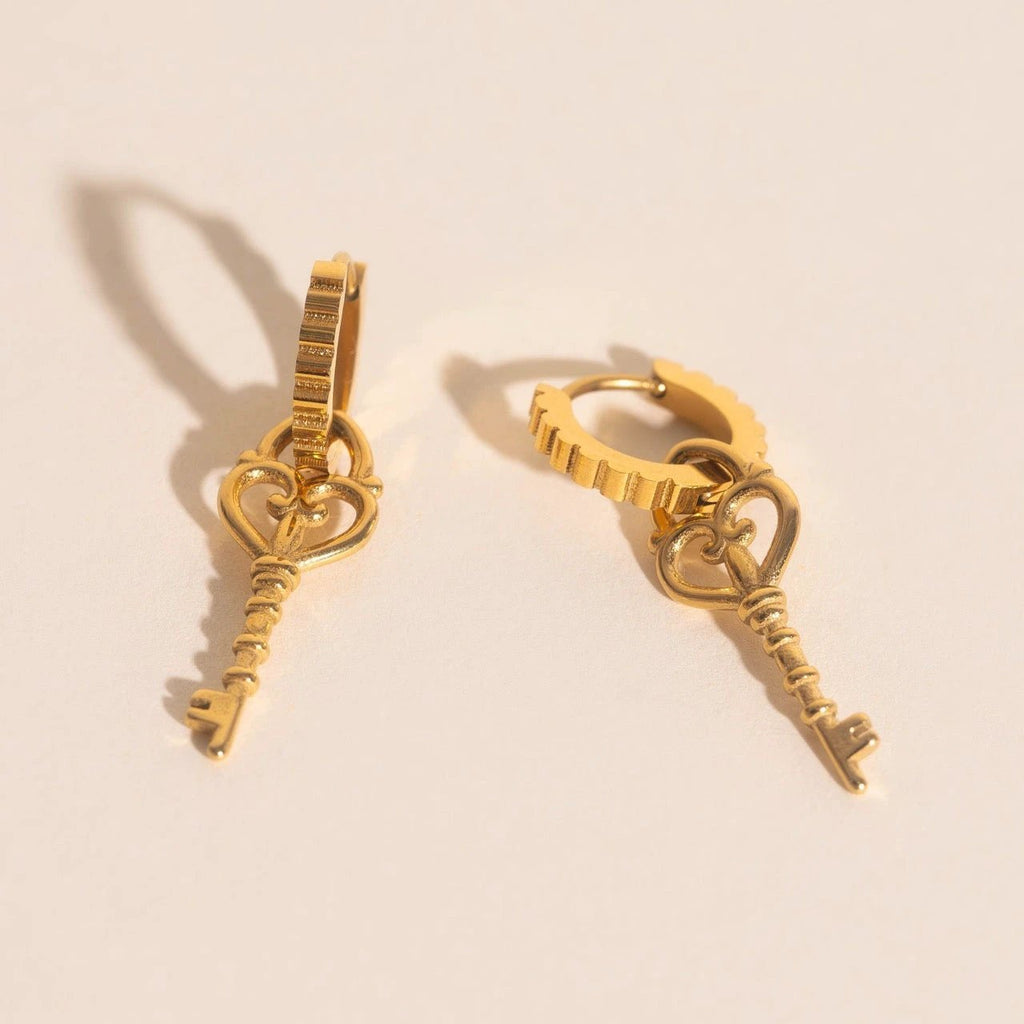 Key Heart Huggie Hoop Charms by Oh Clementine
