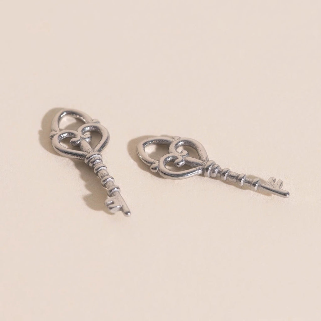Key Heart Huggie Hoop Charms by Oh Clementine