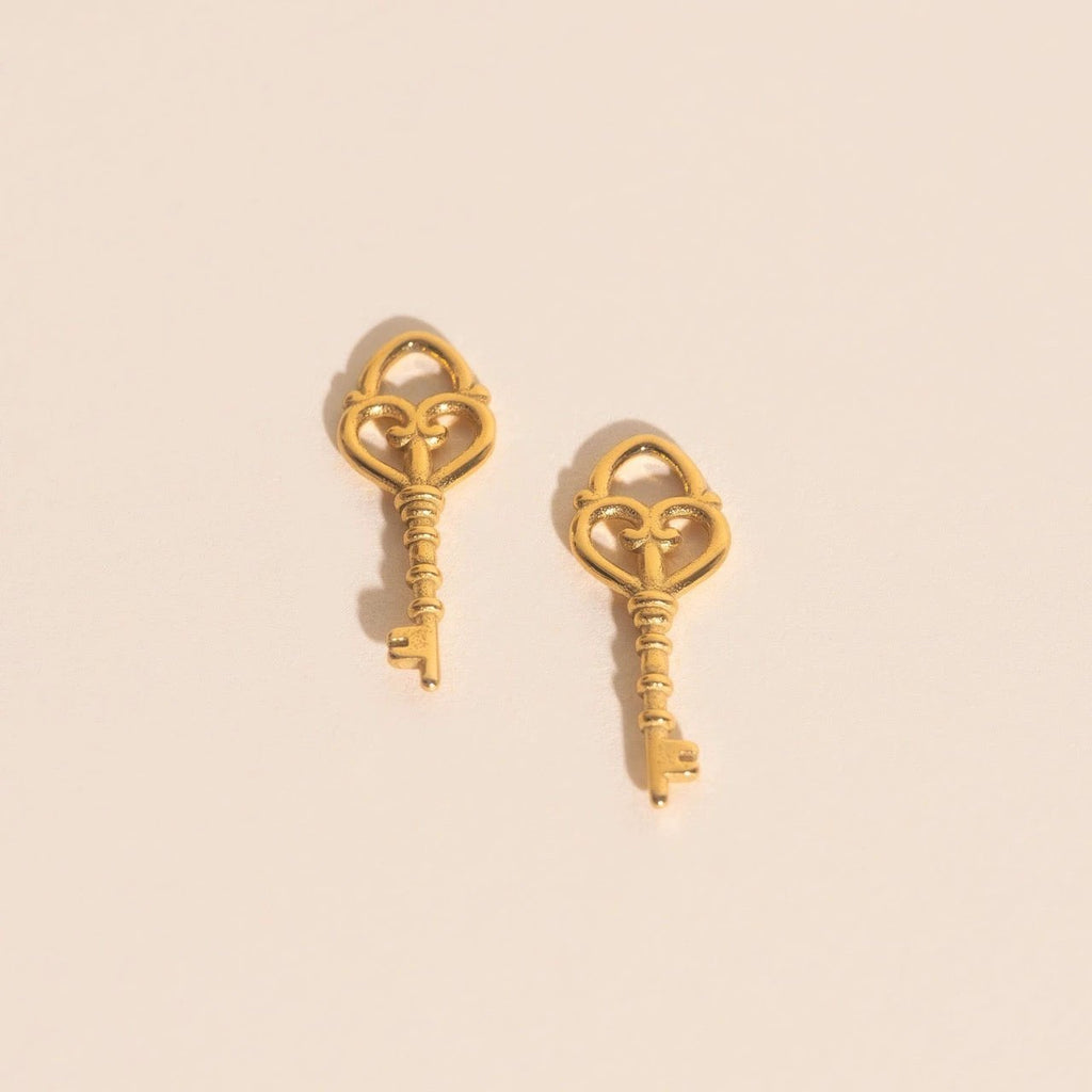 Key Heart Huggie Hoop Charms by Oh Clementine