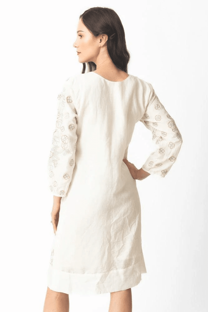 Keya Midi Dress with Floral Hand Embroidery by Raas