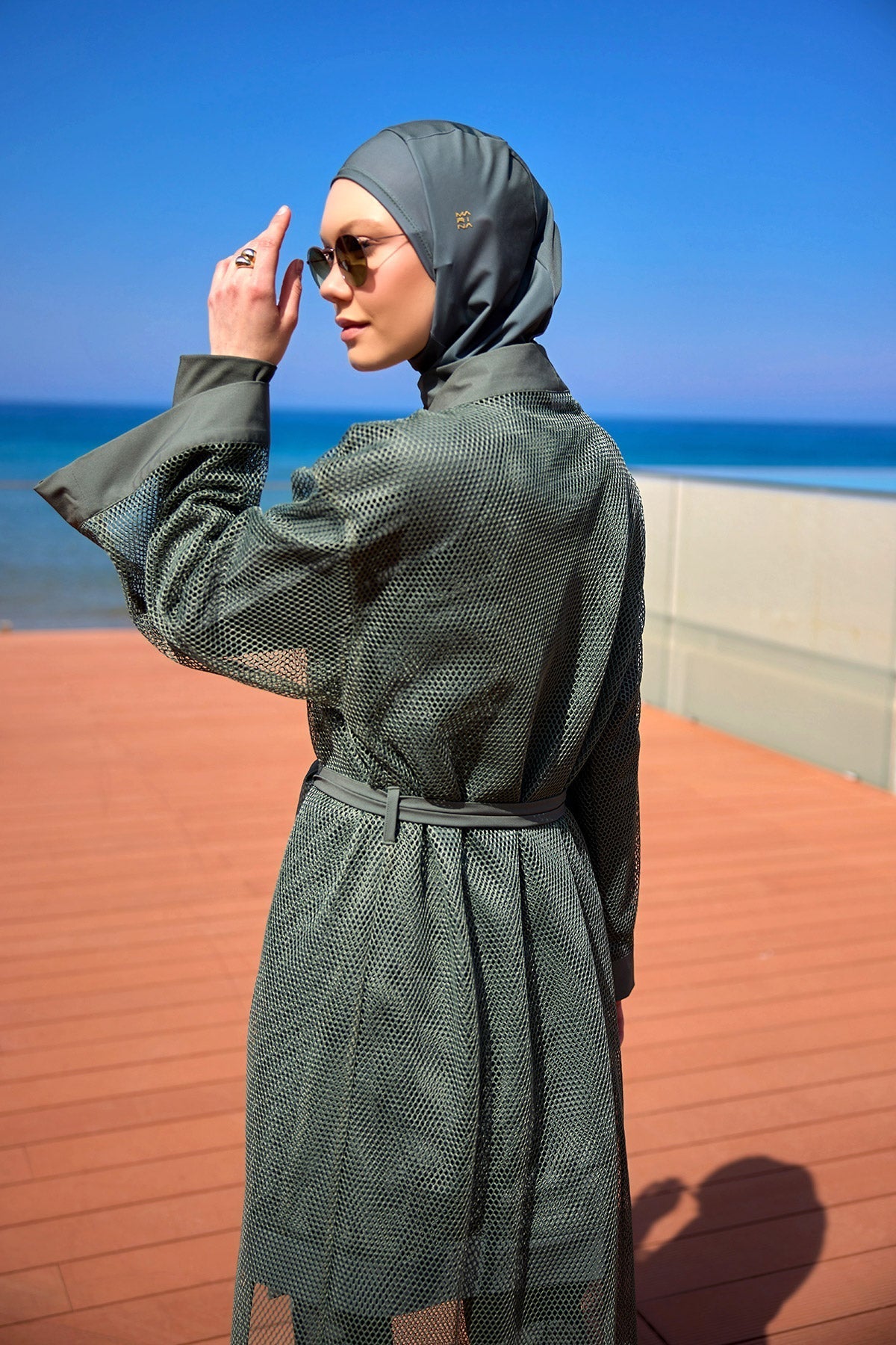 Khaki Full Coverage Mesh Kimono – Marina P2501-3 Pareo La Vie Bien Khaki Full Coverage Mesh Kimono – Marina P2501-3