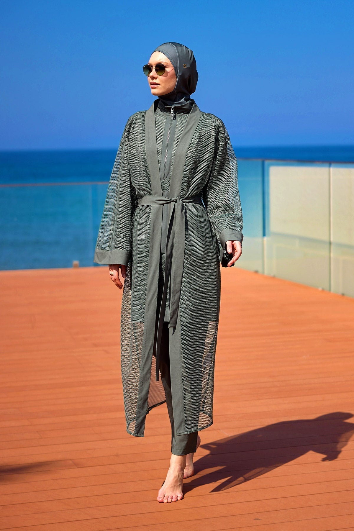 Khaki Full Coverage Mesh Kimono – Marina P2501-3 Pareo La Vie Bien Khaki Full Coverage Mesh Kimono – Marina P2501-3