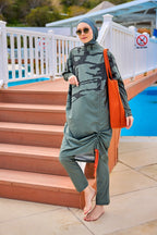 Khaki Full Coverage Modest Swimwear Burkini Set M2516 Covered Burkini Swimwear La Vie Bien Khaki Full Coverage Modest Swimwear Burkini Set M2516
