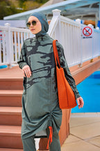 Khaki Full Coverage Modest Swimwear Burkini Set M2516 Covered Burkini Swimwear La Vie Bien Khaki Full Coverage Modest Swimwear Burkini Set M2516