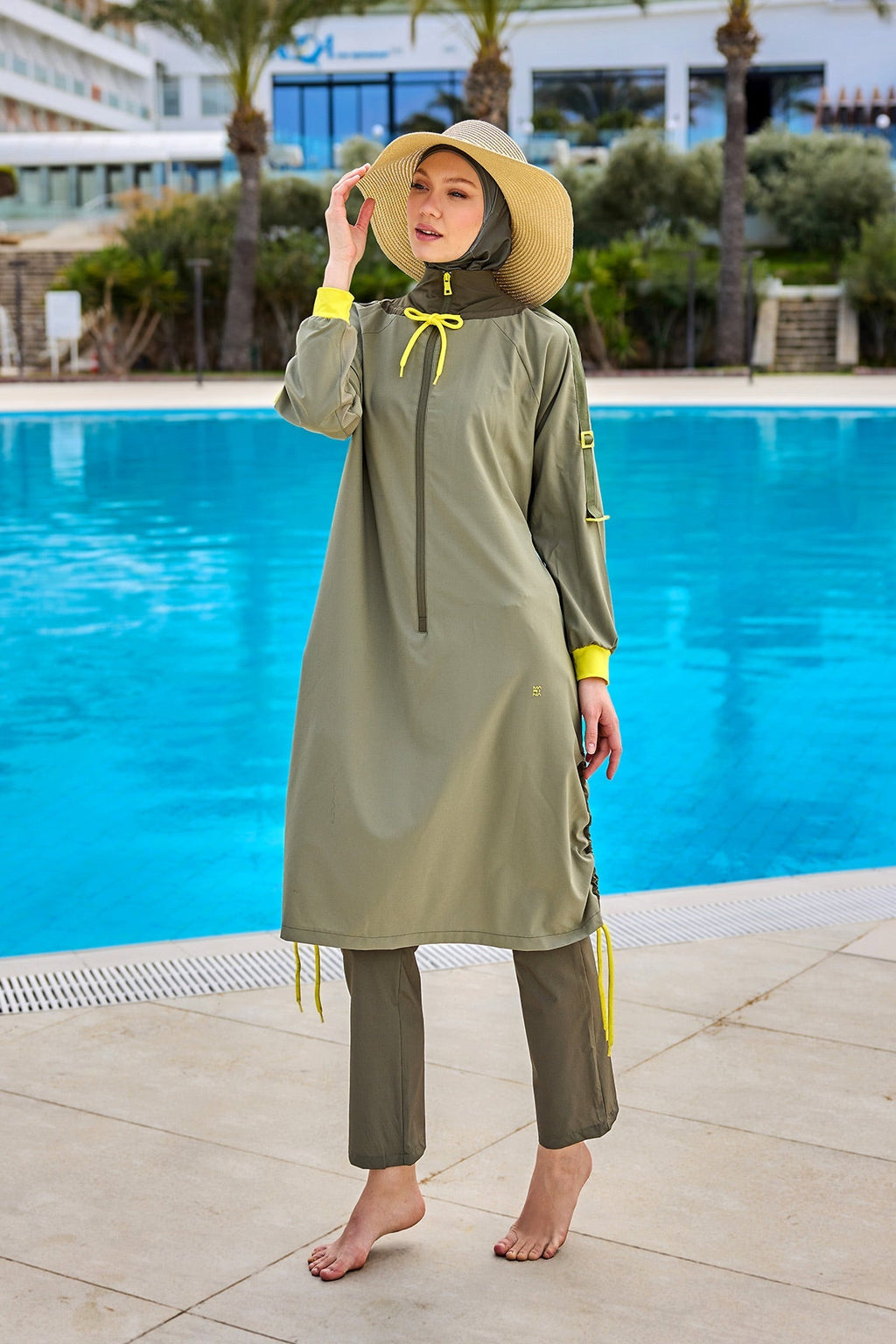 Khaki Full Coverage Swimwear Burkini Set M2524 Covered Burkini Swimwear La Vie Bien Khaki Full Coverage Swimwear Burkini Set M2524